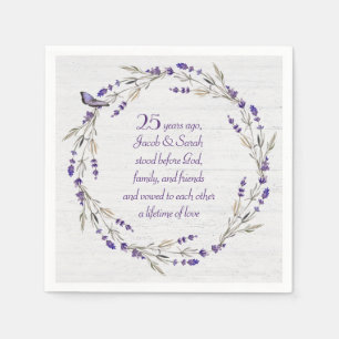 25th Anniversary Lavender Wreath Napkins