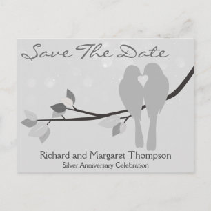 25th Anniversary Lovebirds Save The Date Announcement Postcard