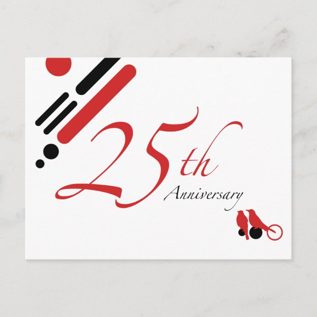 25th Anniversary (mod birds) Postcard (Front)