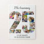 25th Anniversary Number 25 Photo Collage Jigsaw Puzzle<br><div class="desc">Custom photo puzzle for 25th Anniversary. The photo template is set up for you to upload your pictures to form the number 25. The template uses a mix of portrait square and landscape formats to help you find the best spot for your favorite pics. All of the text is editable,...</div>