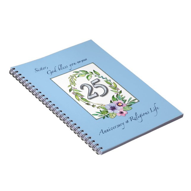 25th Anniversary of Catholic Nun Wreath and Silver Notebook (Right Side)
