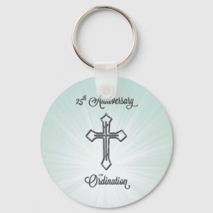 25th Anniversary of Ordination, Round, Gift Keychain