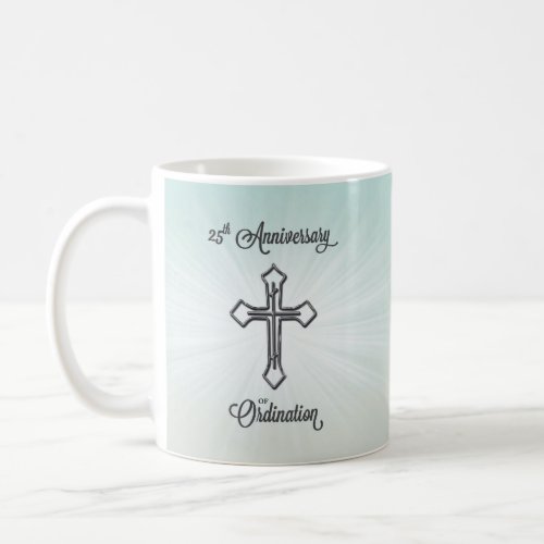 25th Anniversary of Ordination Silver Cross Coffee Mug
