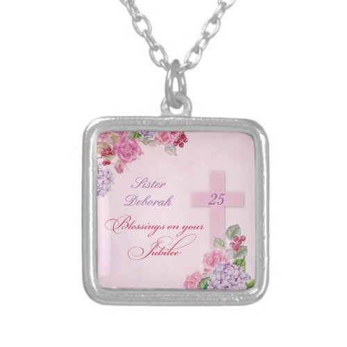 25th Anniversary of Religious Life Catholic Nun Silver Plated Necklace
