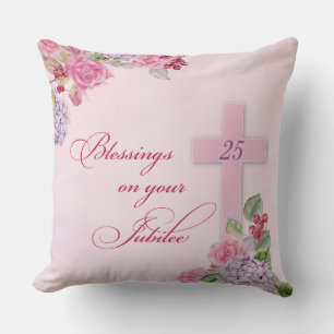 25th Anniversary of Religious Life Catholic Nun Throw Pillow