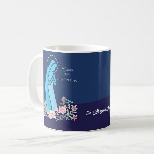 25th Anniversary of Religious Life Nun Pink Flower Coffee Mug