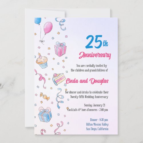 25th Anniversary of Sweet Pink Delight Symphony Invitation