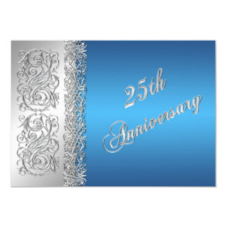 25th Anniversary Ornate Silver Scrolls with Blue Card