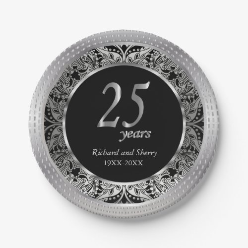 25th Anniversary  Paisley Design Paper Plates