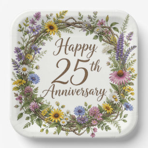 25th Anniversary Paper Plates, 25 Year Wedding Plates
