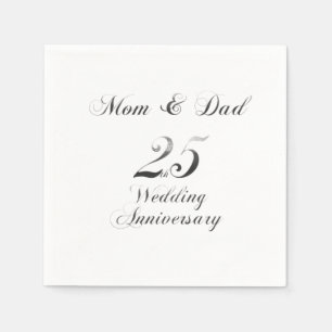 25th Anniversary Parents Silver Wedding Napkins