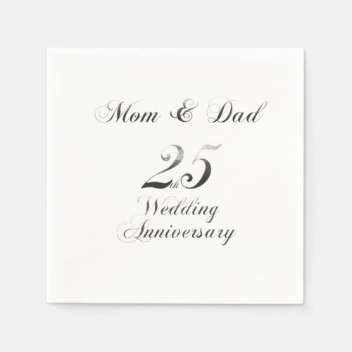 25th Anniversary Parents Silver Wedding Napkins