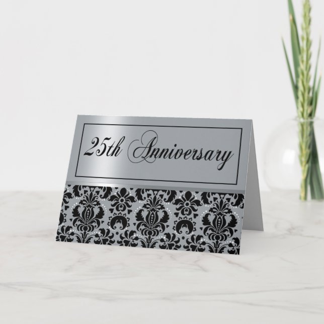 25th Anniversary Party (Chaucer/silver black) Invitation (Front)
