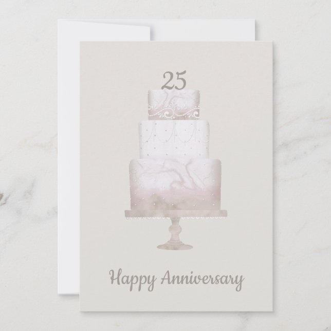 25th Anniversary Party Custom Cake  Invitation (Front)