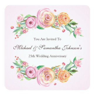 25th Anniversary Party Elegant Floral Invitation