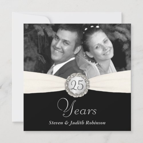 25th Anniversary Party - Faux Pocket Style -SQUARE Custom Invitations