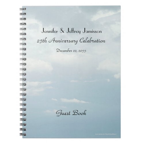 25th Anniversary Party Guest Book Sky  Clouds Notebook