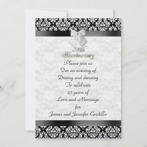 25th Anniversary party invitation black and white