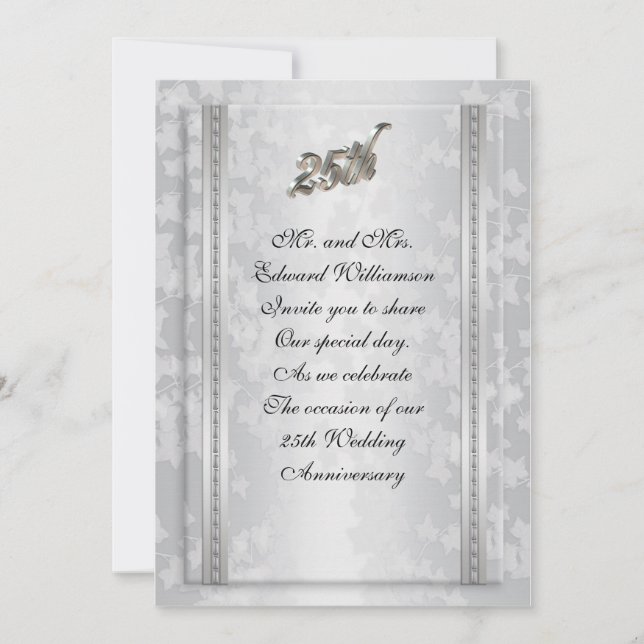 25th Anniversary party invitation silver (Front)