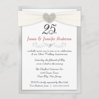 25th Anniversary Party Invitation Vintage Silver