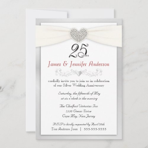 25th Anniversary Party Invitation  Vintage Silver