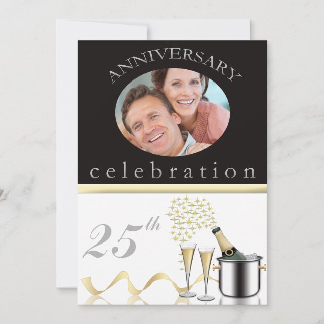 25th Anniversary Party Invitation With Photo (Front)