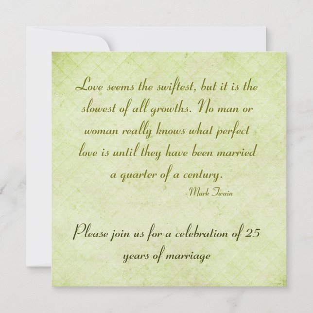 25th anniversary party-Mark Twain Quote Invitation (Front)