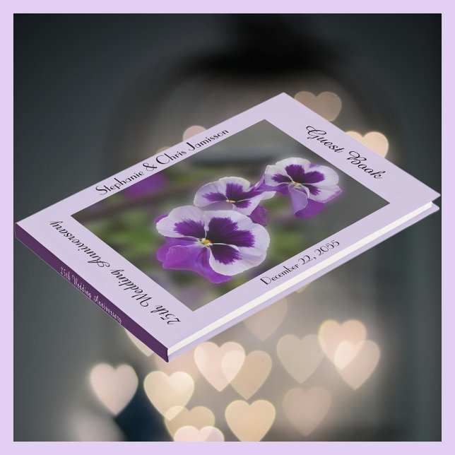 25th Anniversary Party, Name, Purple Flowers Guest Book (Creator Uploaded)