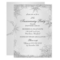 25th Anniversary Party Silver Winter Wonderland Invitation