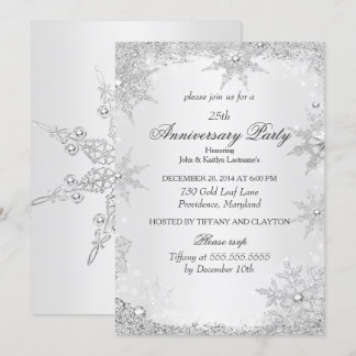 25th Anniversary Party Silver Winter Wonderland Invitation