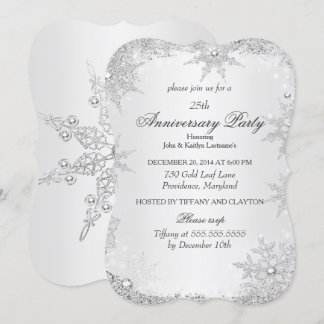 25th Anniversary Party Silver Winter Wonderland Invitation