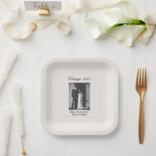 25th Anniversary Party Supplies Wedding Photo Paper Plates