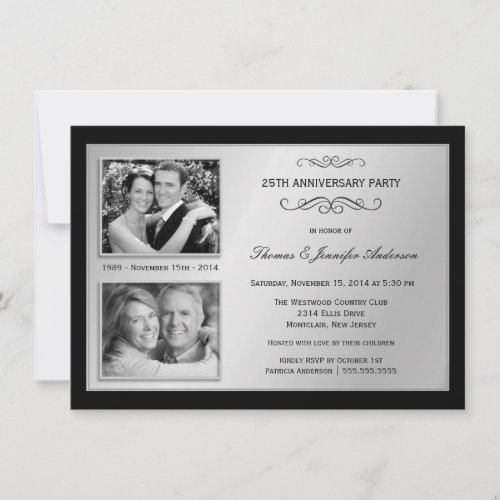 25th Anniversary Past &amp; Present Photo Invitations