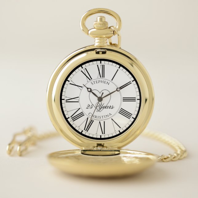 25th Anniversary Personalised Pocket Watch (Inside)
