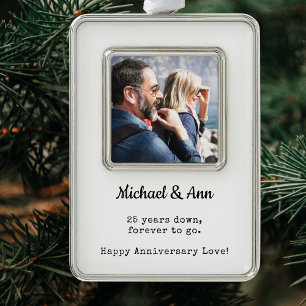 25th Anniversary Photo Keepsake Holiday Couple Christmas Ornament