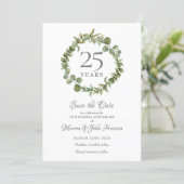 25th Anniversary Save the Date Greenery Garland  Invitation (Standing Front)