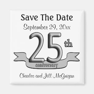 25th Anniversary Save The Date Party Favors Magnet