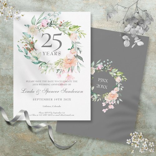 25th Anniversary Save the Date Roses Garland 