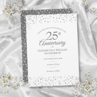 25th Anniversary Save the Date Silver Hearts