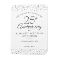 25th Anniversary Save the Date Silver Hearts 