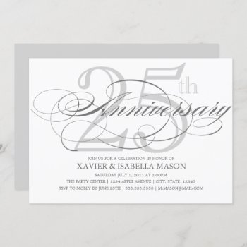 25th Anniversary Script Invitation by PinkMoonPaperie at Zazzle