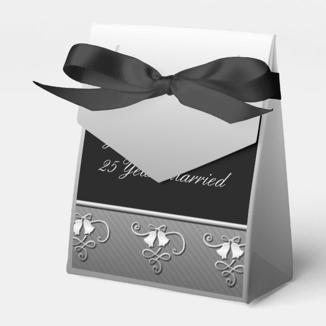 25th Anniversary Silver and Black Favor Box (Front Side)