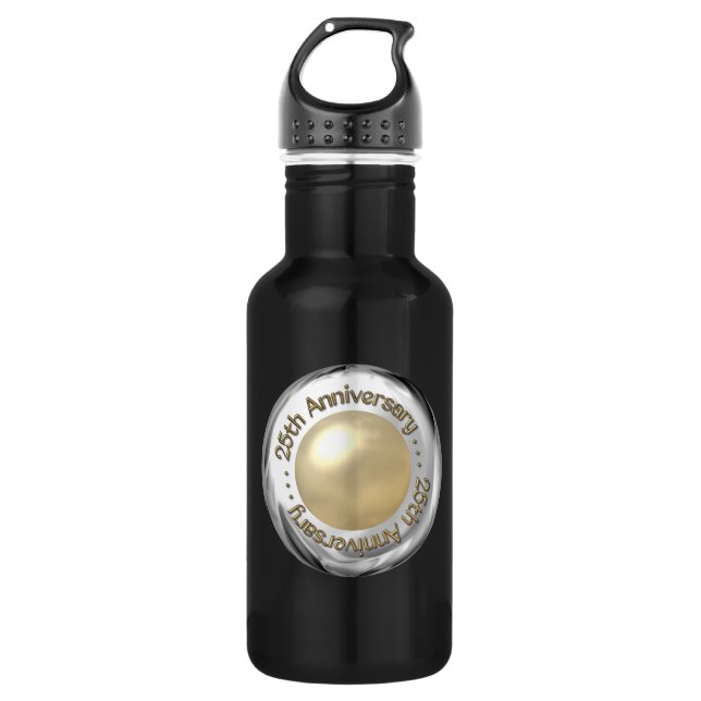 25th Anniversary ("Silver" and "Pearl" '3-D') Stainless Steel Water Bottle (Front)