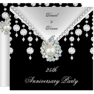 25th Anniversary Silver Black White Pearl 2 Card