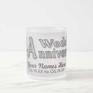 25th Anniversary - Silver - Customize Frosted Glass Coffee Mug