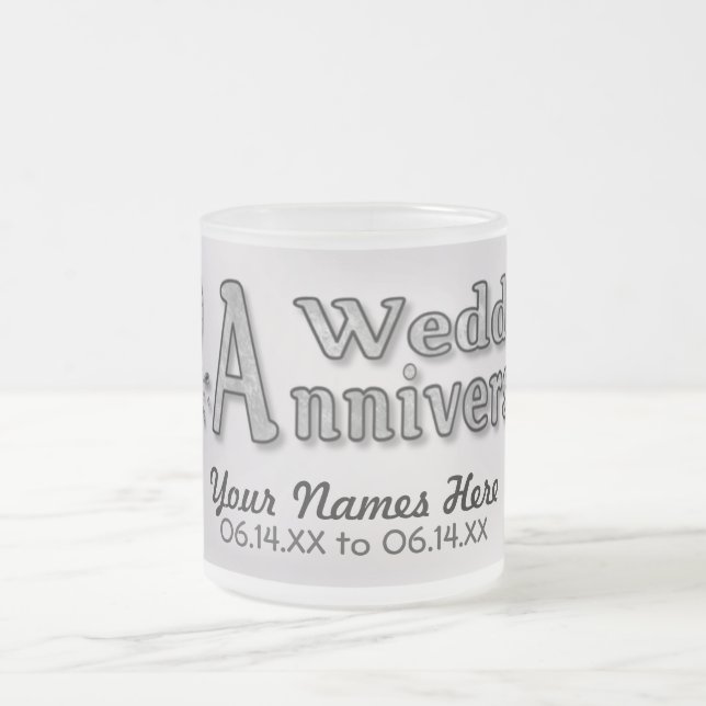 25th Anniversary - Silver - Customize Frosted Glass Coffee Mug (Center)