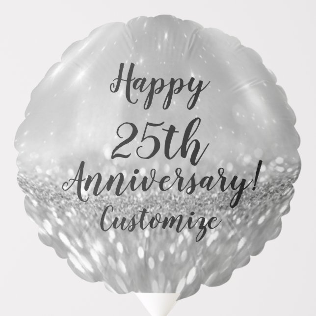 25th Anniversary Silver Glitter Ball Balloon (Front)