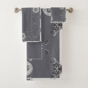 25th Anniversary Silver & Grey Bath Towel