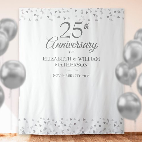 25th Anniversary Silver Heart Photo Booth Backdrop