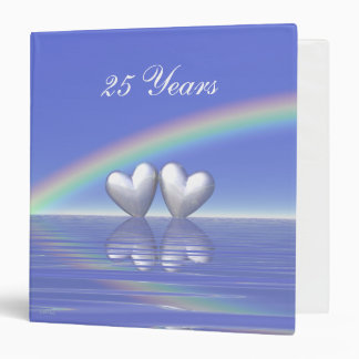 25th Anniversary Silver Hearts 3 Ring Binder